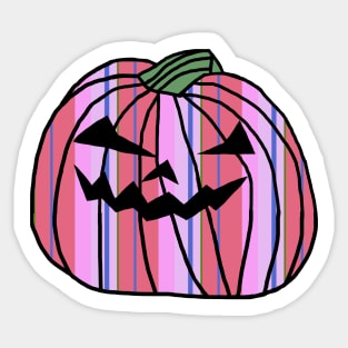 Blue Pink Stripes Halloween Horror Pumpkin Sticker